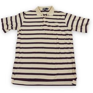 VTG Polo‎ Ralph Lauren Polo Shirt Mens Extra Large White Blue Rugby Striped Y2K
